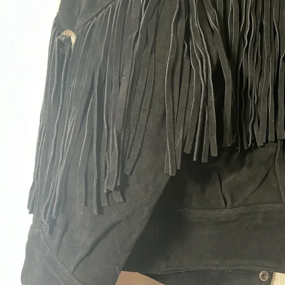 Black Suede Leather with fringe and conchos - Picture 10 of 11